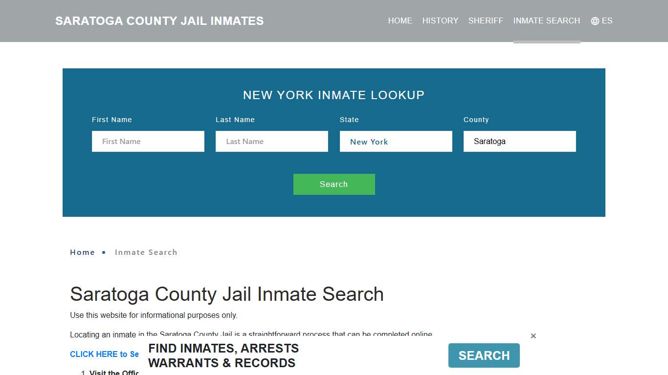 Saratoga County, NY Detainee Lookup